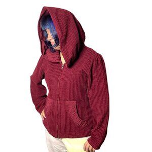 Vintage CMC Color Me Cotton Women's Burgundy Corduroy Full Zip Hoodie Jacket M